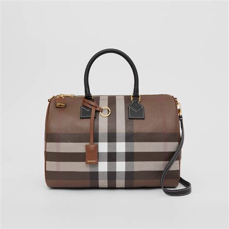 burberry bridle bowling|Medium Check Bowling Bag in Dark birch brown .